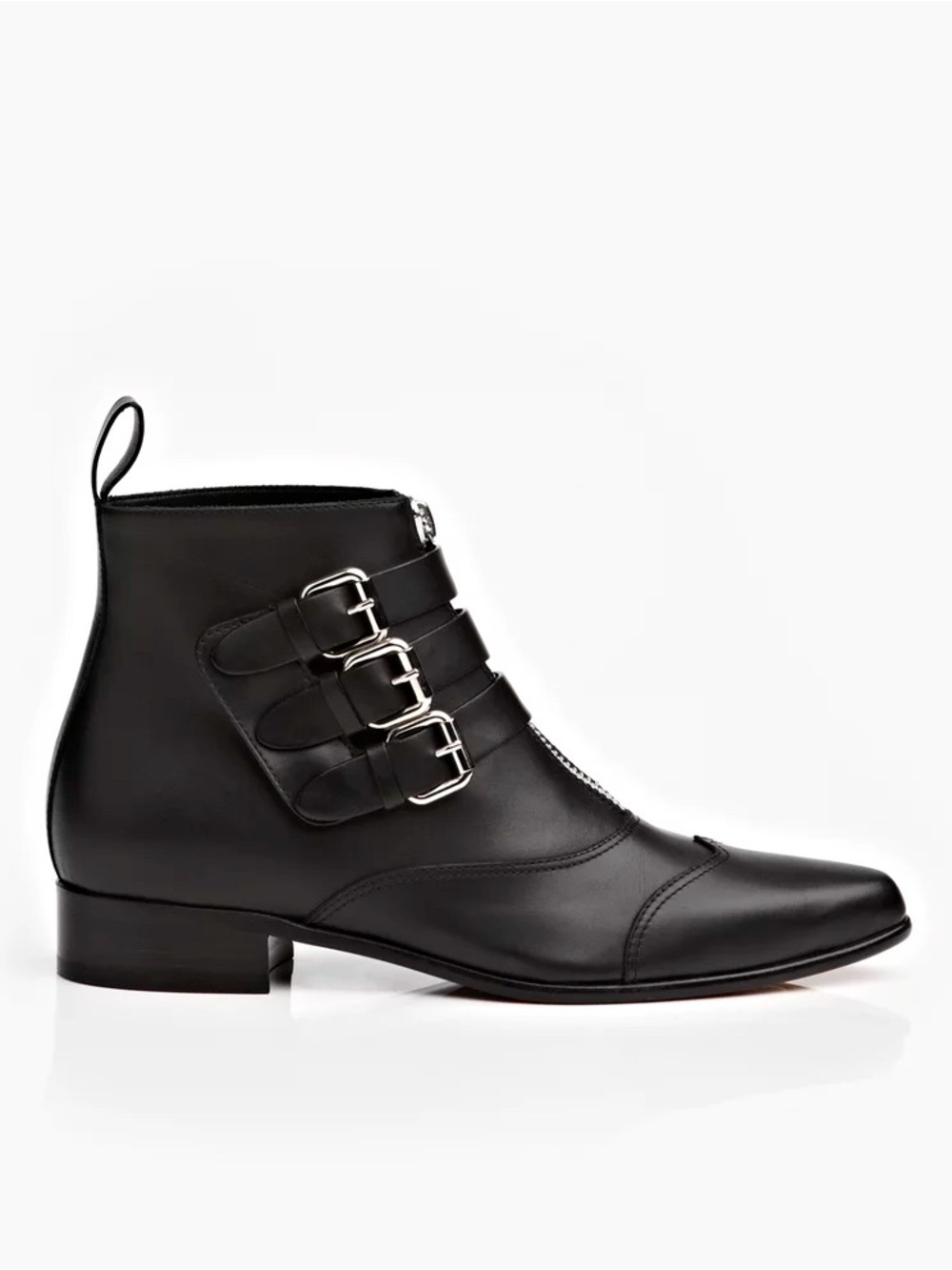 TABITHA SIMMONS BLACK LEATHER EARLY BUCKLE ANKLE BOOTS SZ 39